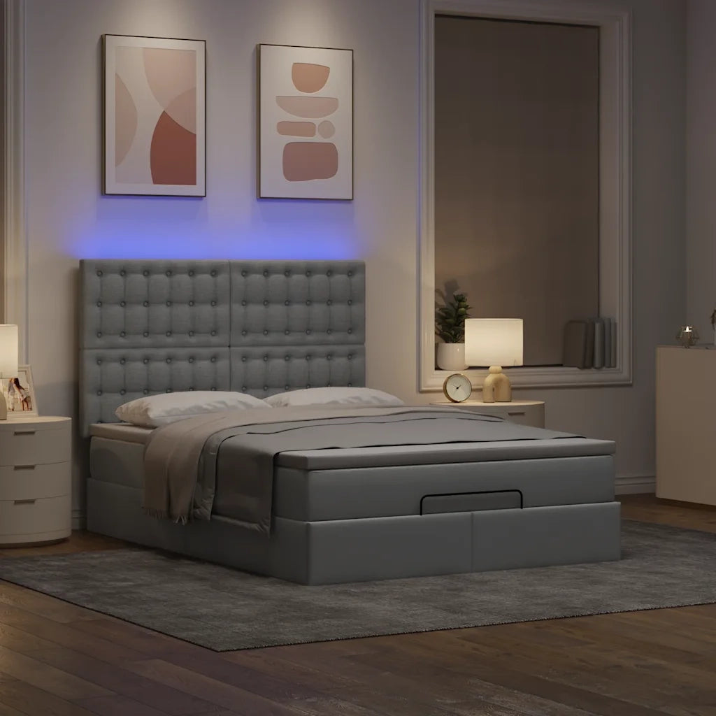Struttura Letto Pouf con Materasso 140x190 cm in Tessuto 3314169