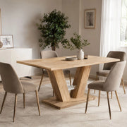 Liteneso, Tavolo Fisso 6 Posti, 137x90x76h cm Marrone Rovere Nodi