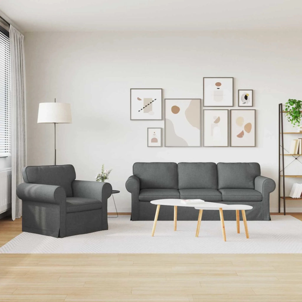 Set di divani 2 pcs Grigio scuro 215 x 82 x 80 cm Tessuto