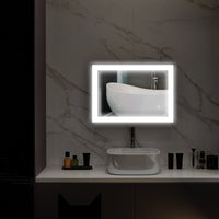 Specchio da Bagno 70x3x50 cm Illuminato a LED 3 Tonalità Cornice in Alluminio Nero