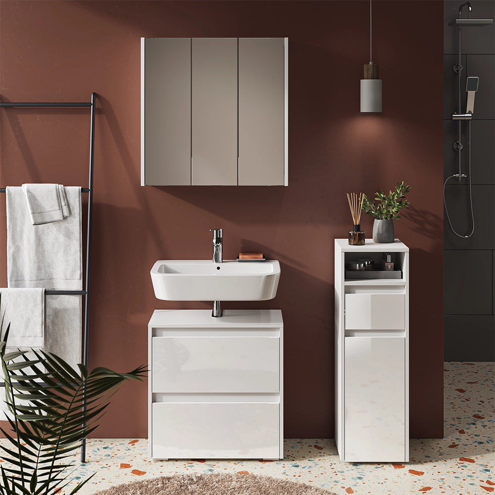 Set di mobili da bagno Majest Bianco lucido 3 parti Vicco