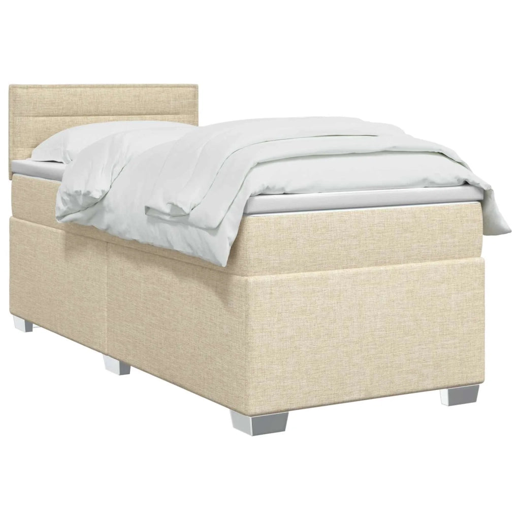 Letto box spring con materasso Crema 100 x 200 cm Tessuto 3450409