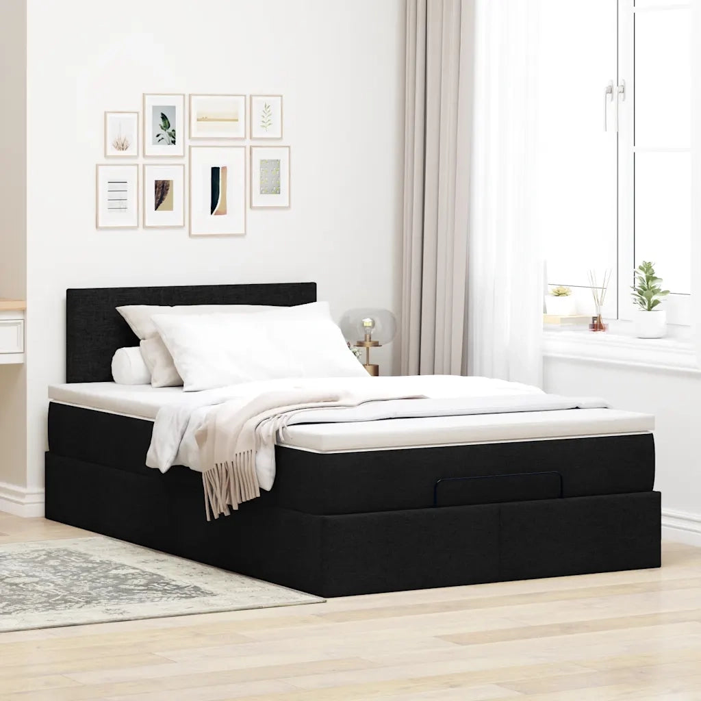 Pouf Letto con Materasso Nero 120x200 cm in Tessuto 3311368