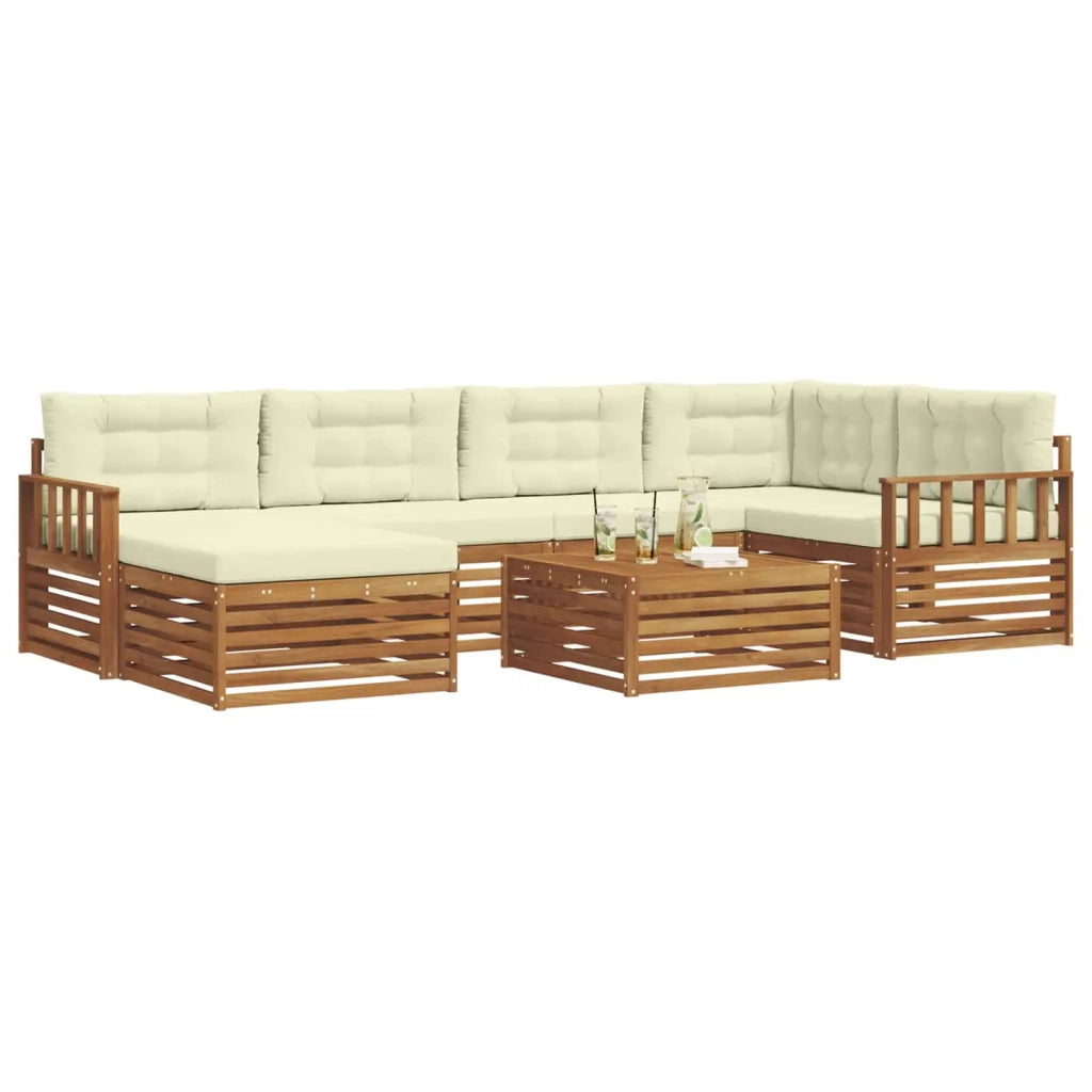 Set di divani da esterno con cuscino 7 pcs Naturale e Crema