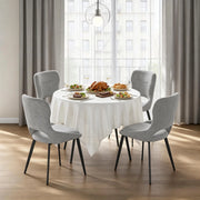 Sedia da Pranzo Set da 4 con Braccioli e Schienale Avvolgente in Ciniglia Grigio
