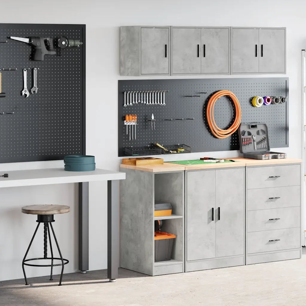 Armadi da Garage 2 pz Grigio Cemento in Legno Multistrato 3328263