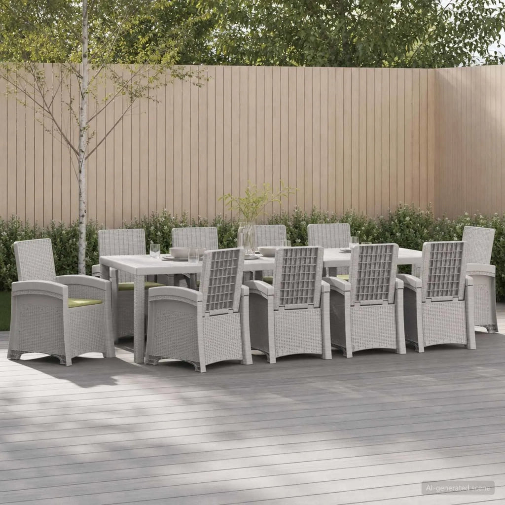 Set da Pranzo per Giardino 11 pz Bianco e Crema PP 3430175