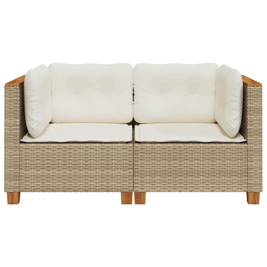 Divani Angolari da Giardino con Cuscini 2pz Polyrattan Beige 365916