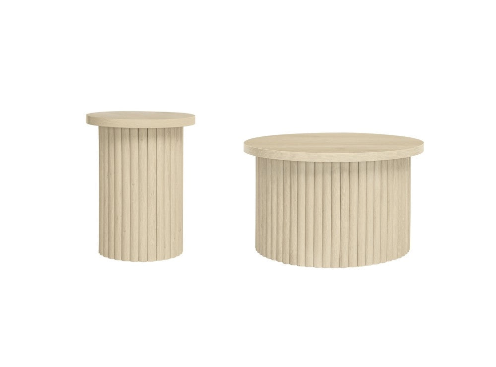 Set 2 Tavolini da Caff¨¨ Rotondi ¨C Xylo ¨C Legno Naturale, Soggiorno