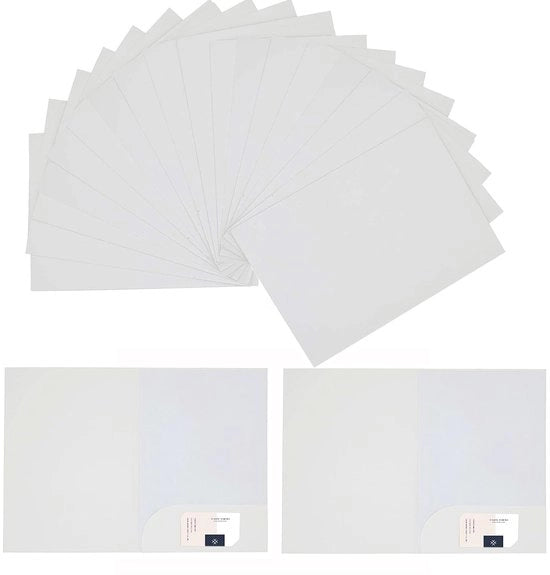 Presentazione A4 a 350g/m² carta kraft, cartellino documenti A4 con tasche, cartellino certificato, cartellino per ufficio, conferenza, aziendale, 310 x 220mm (20, bianco)