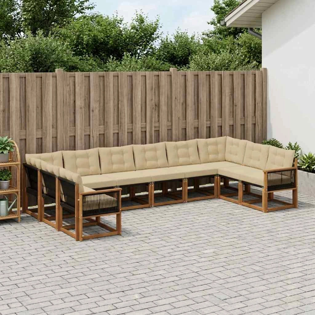 Set di divani da esterno 10 pz Naturale e Beige 3382241