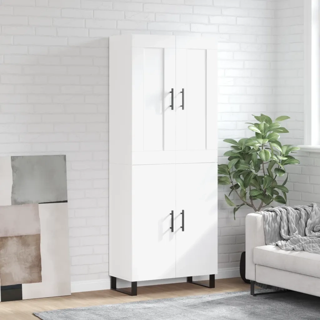 Credenza | Madia | Buffet da pranzo | Armadio da pranzo Bianca 69,5x34x180 cm in Legno Multistrato