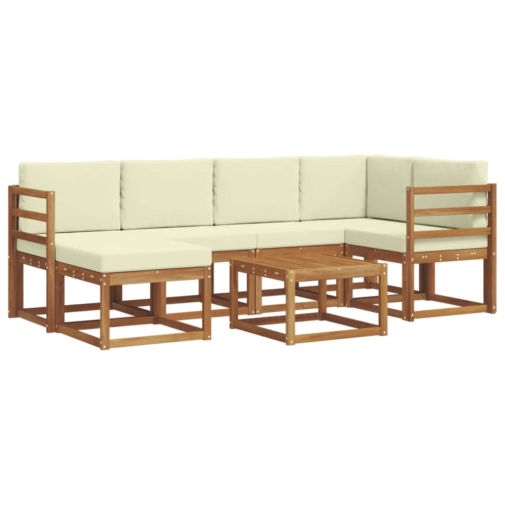 Set di divani da esterno con cuscino 7 pcs Naturale e Crema