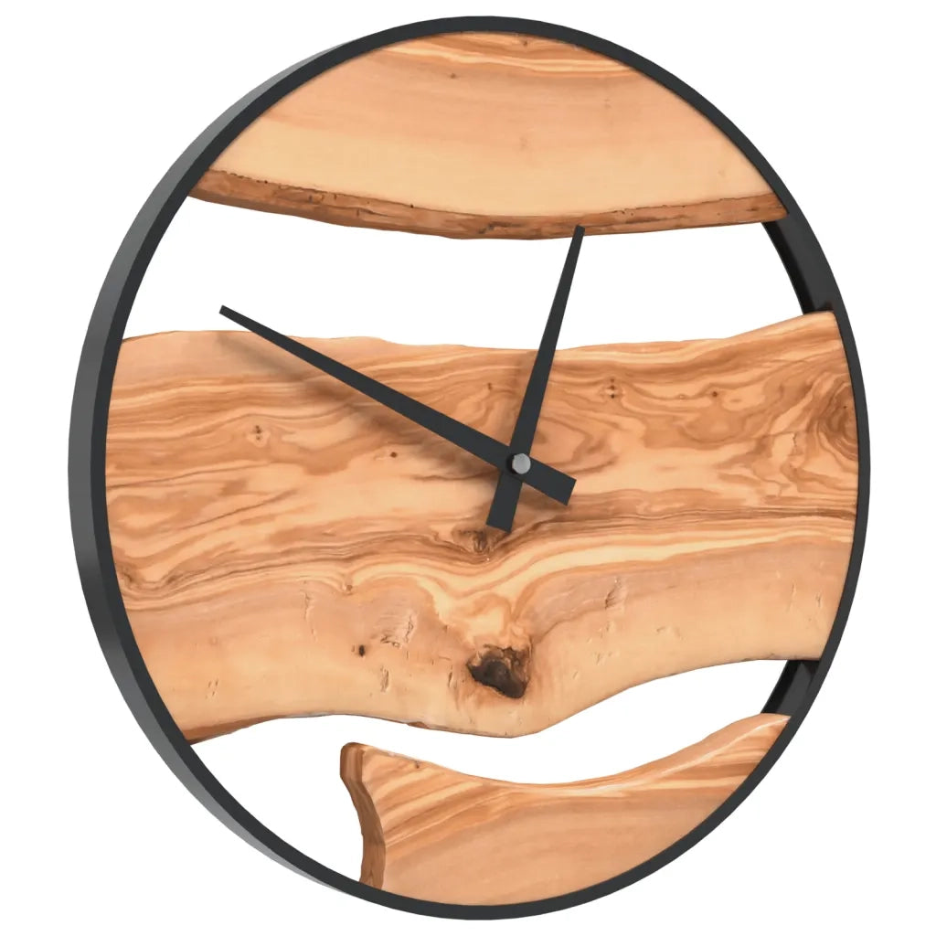 Orologio a Parete Marrone Ã˜35 cm in Ferro e Legno di Ulivo