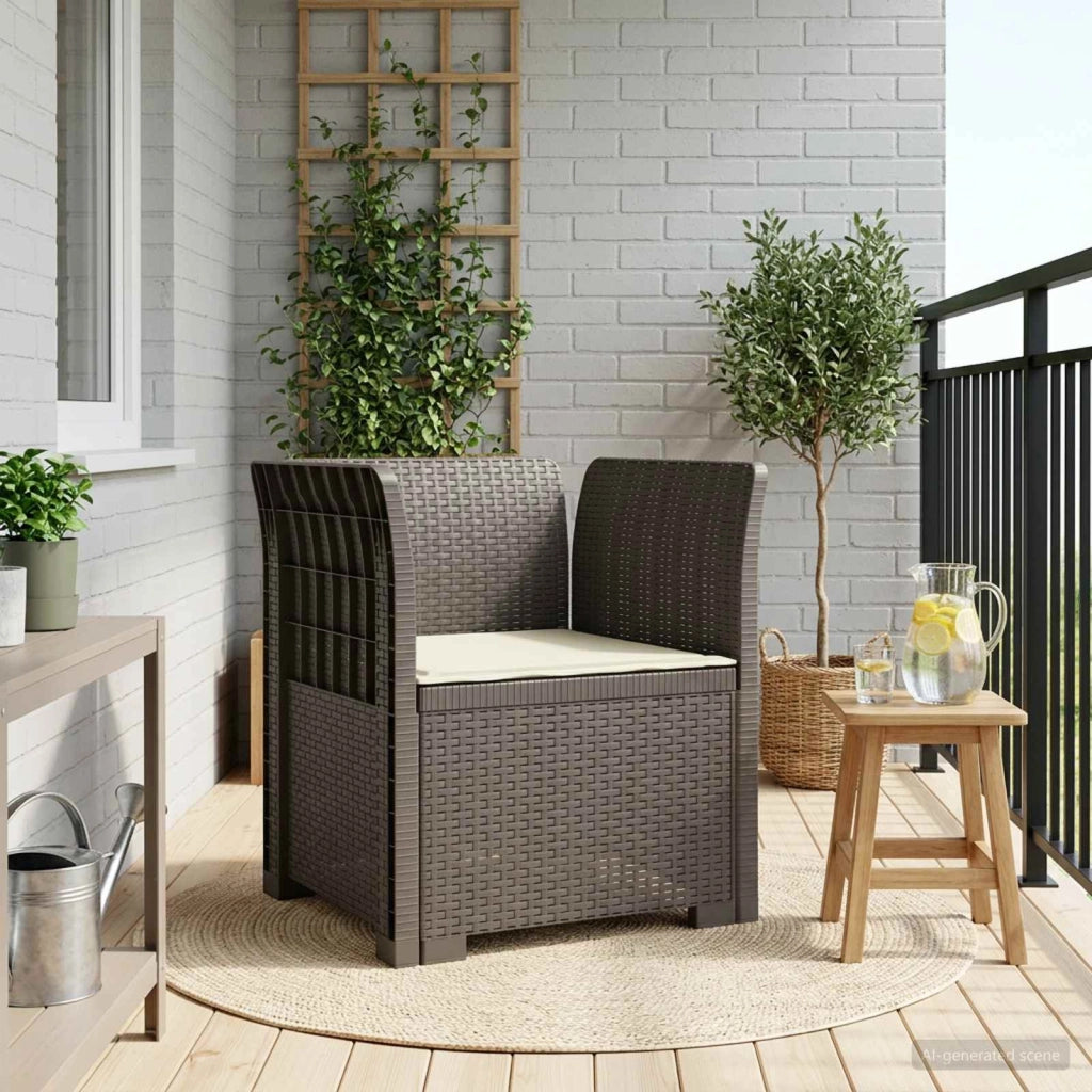 Poltrona a 1 Posto con Cuscino Aspetto Rattan PP Grigio Chiaro 8011864
