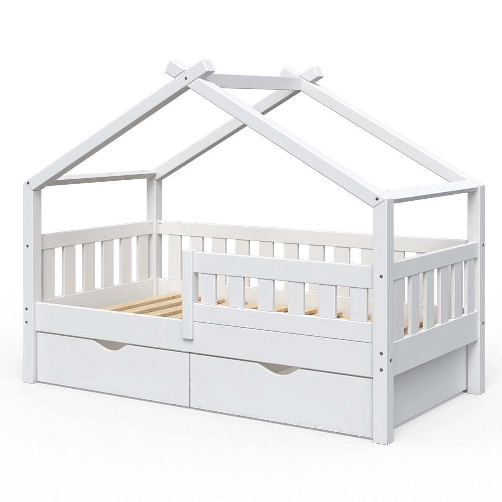 Vitalispa Letto montessori bambini Bianco 80x160 cm con 2 cassetti