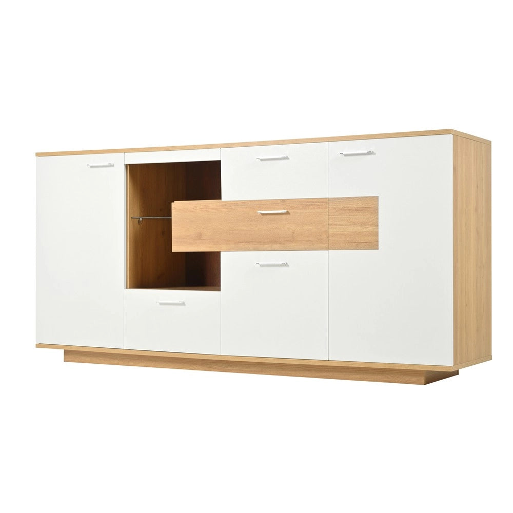 Mobile TV con LED, Ante e Cassetti ¨C MINIMAL ¨C Bianco, Legno, 160x40x77