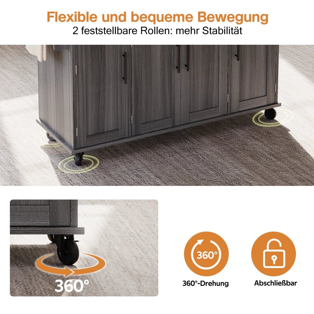 CARRELLO ISOLA CUCINA 136x70x92 cm GRIGIO MDF