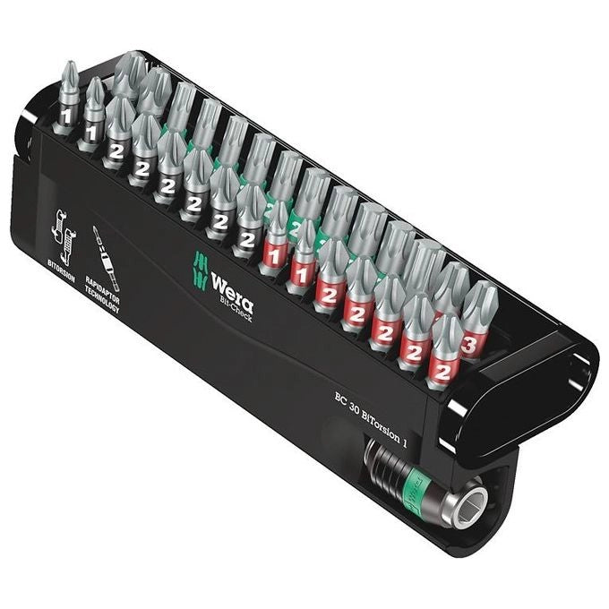 Wera 05057430001 Bit-Check Set di Puntes 30 Pezzi con Tecnologia BiTorsion e Sistema Rapidaptor colore Multicolore