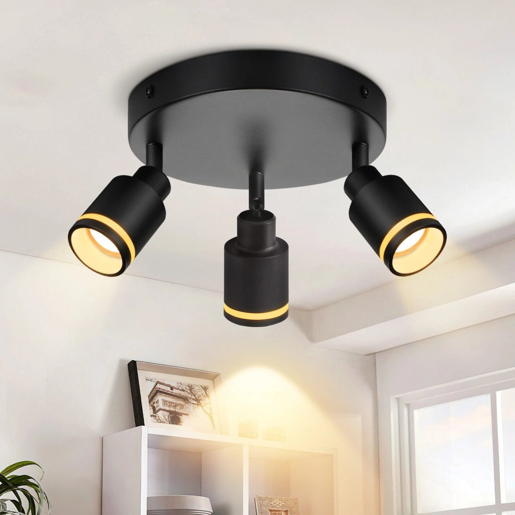 ZMH Faretto da soffitto neri 3 luci GU10 metallo orientabili moderni per camera letto sala pranzo senza lampadina