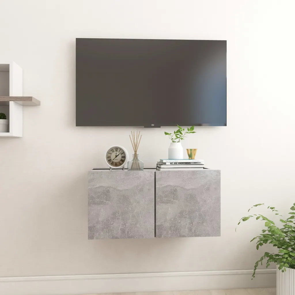 Mobile Porta TV Pensile Grigio Cemento 60x30x30 cm 804520