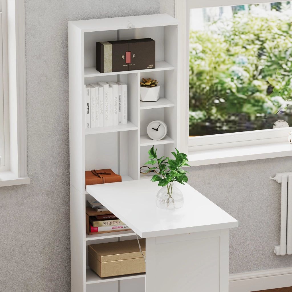 Scrivania con libreria e scaffale regolabile ¨C Minimal ¨C bianco 98x51x153cm