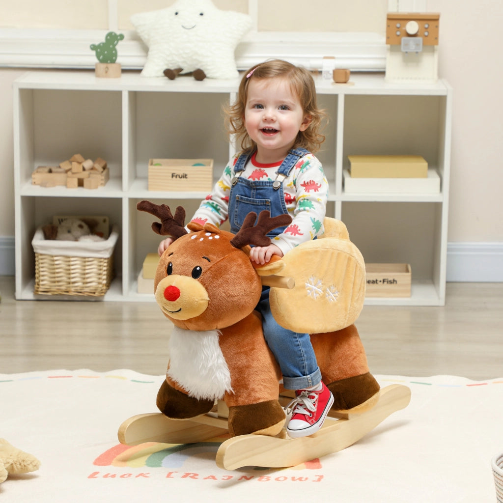Cavallo Dondolo per Bambini ¨C zephmum ¨C Marrone 65x32x55 cm