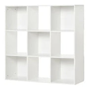 Libreria Bianca per Casa e Ufficio, Scaffale dal Design Moderno con 9 Scomparti in Legno,  91.5 x 29.5 x 91.5 cm
