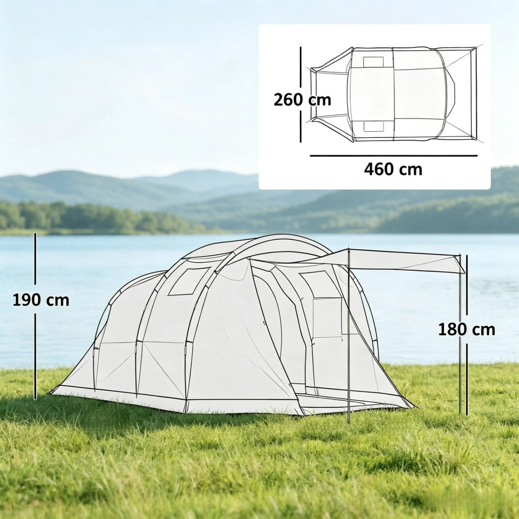 Tenda da campeggio a tunnel per 3-4 persone; impermeabile 3000 mm; blu