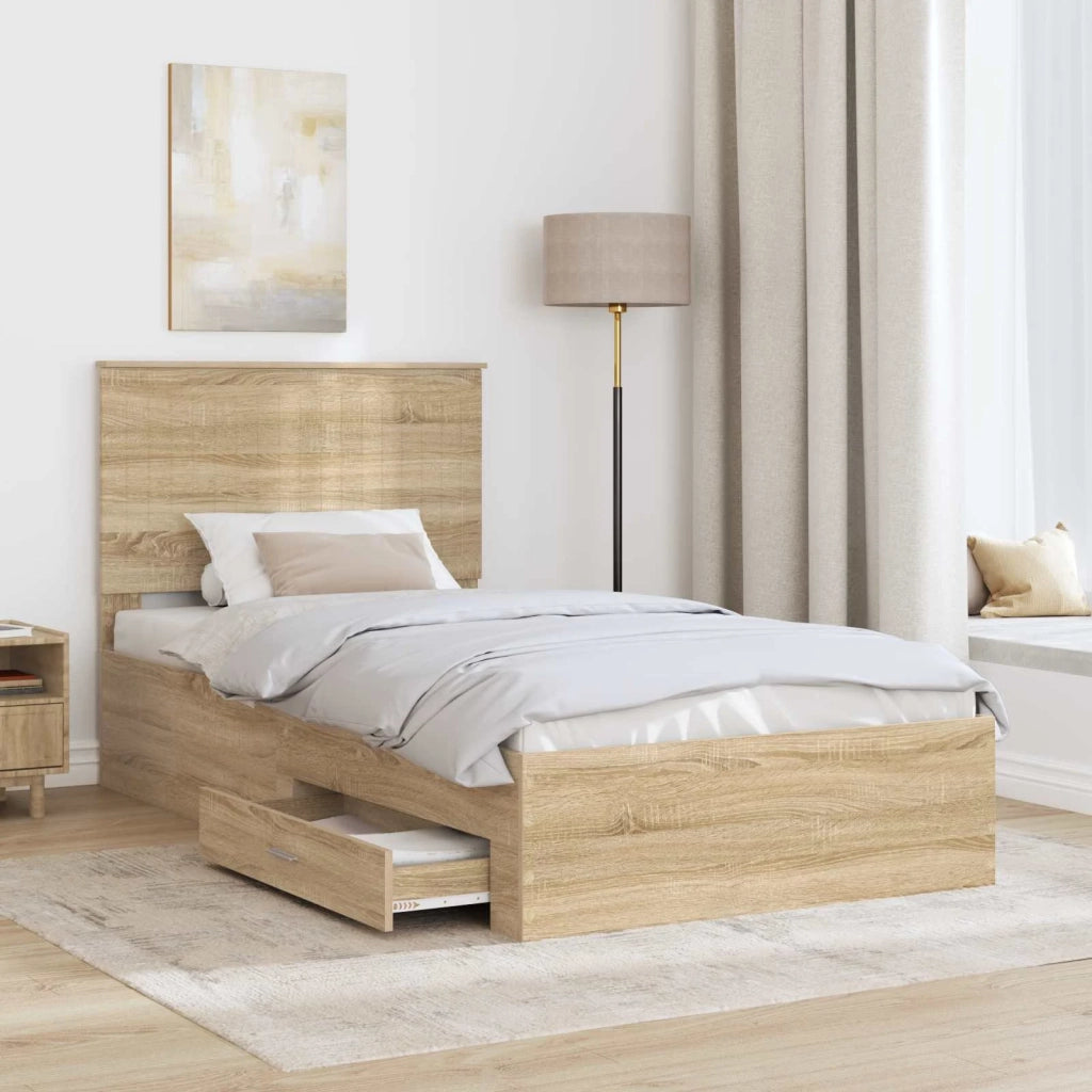 Struttura del letto con testiera Rovere Sonoma 100 x 200 cm 3411343