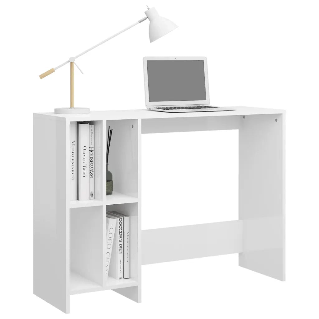 Scrivania Portatile-Scrivanie per ufficio e studio-Scrittoio Bianco Lucido 102,5x35x75 cm Multistrato