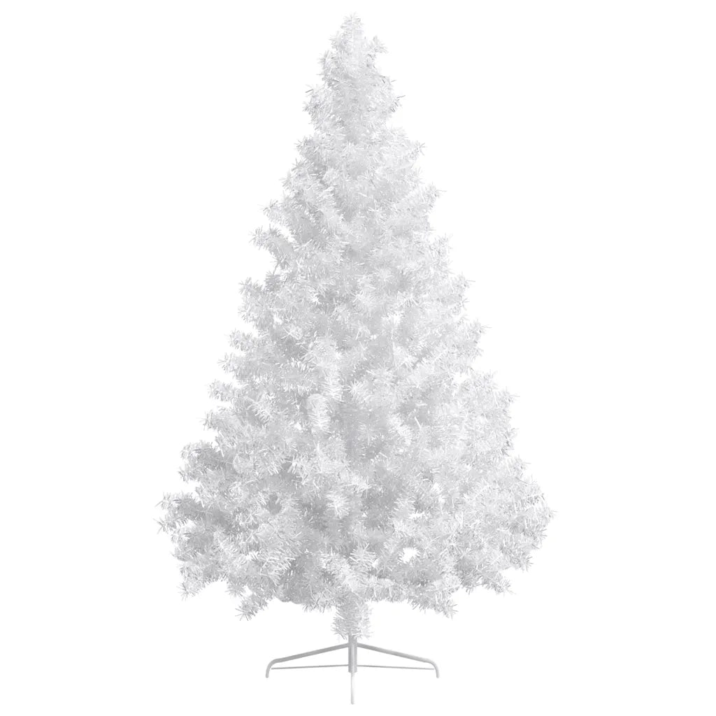 Albero di Natale a Metà Preilluminato con Palline Bianco 210 cm 3077657