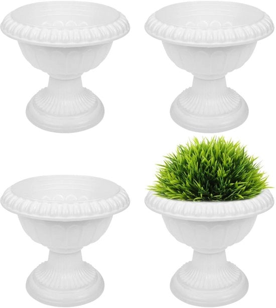 Pannelli per piante in stile romano - 4 pezzi - Pannelli per piante in plastica - Pannelli decorativi per fiori - Vaso per esterno - Materiale trasparente - Pannelli per piante