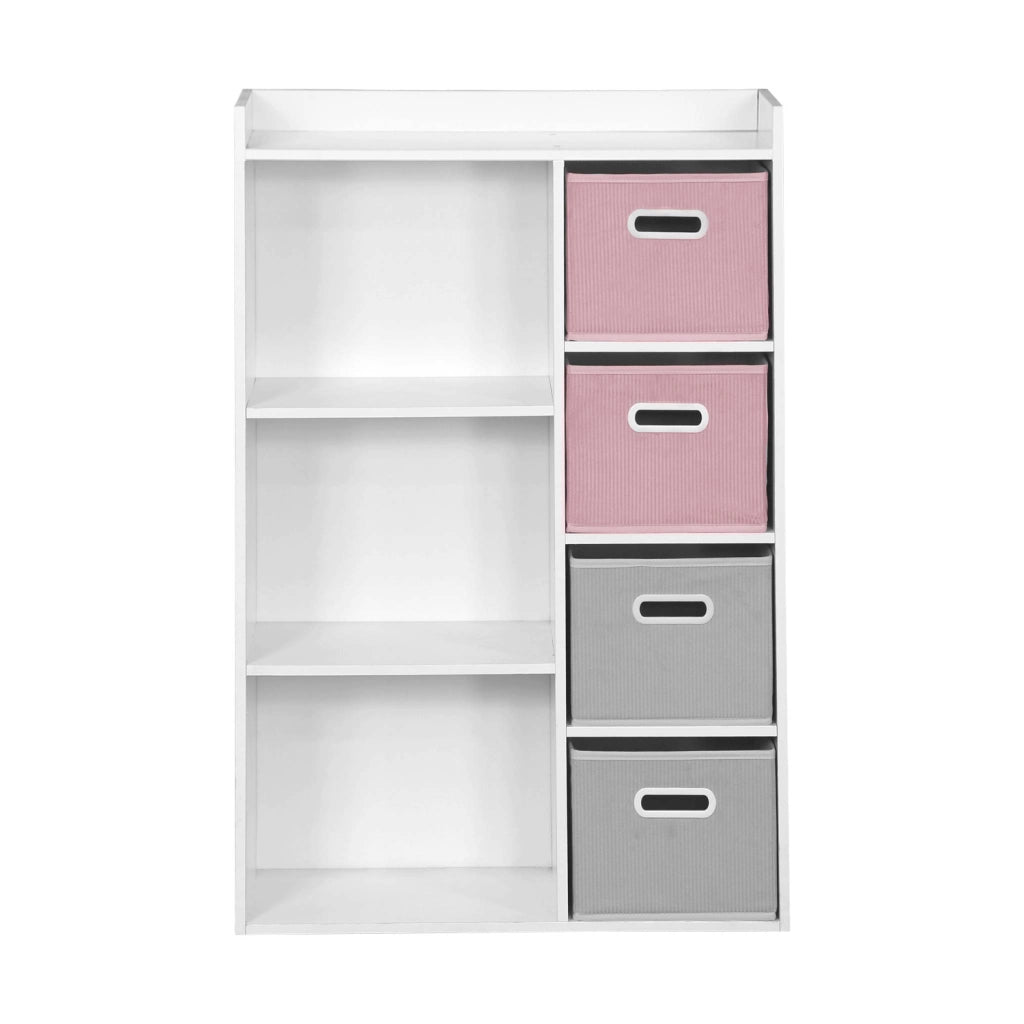 Contenitore per bambini con 4 cestini in velluto, rosa