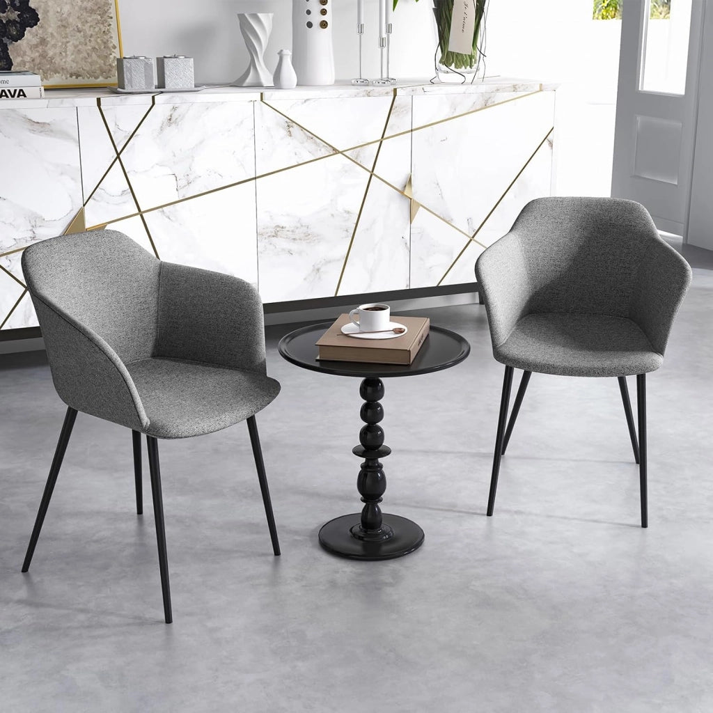 Set di 2 Sedie da Pranzo, Sedia da Pranzo Imbottita con Schienale Ergonomico, Ampi Braccioli, Sedie Moderne ed Eleganti per Soggiorno, Sala da Pranzo e Cucina, Portata 150 kg (Grigio)