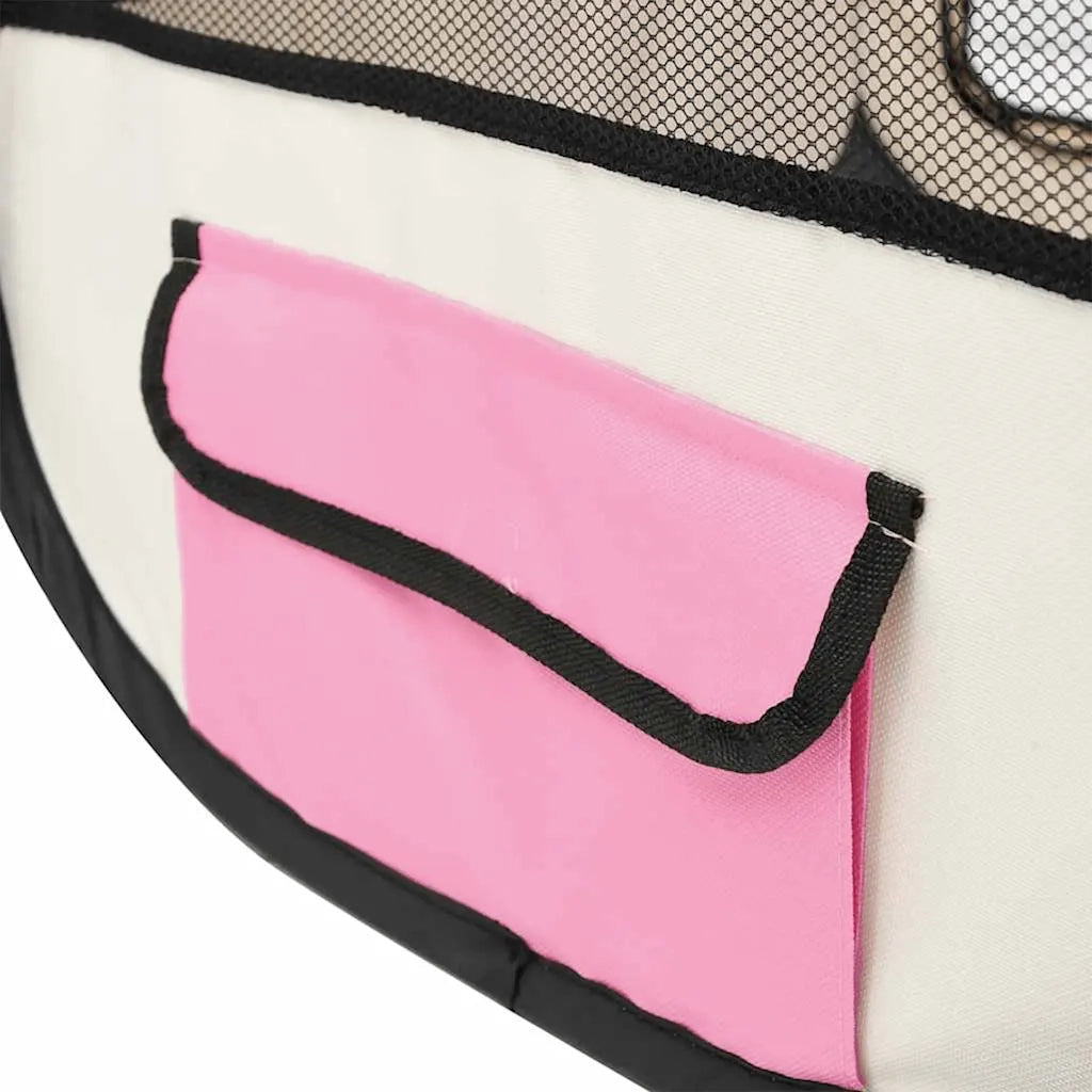 Box per Cani Pieghevole con Borsa Trasporto Rosa 110x110x58 cm 171010