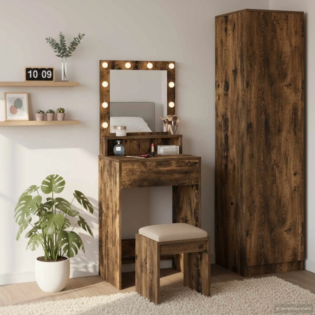 Toeletta | Tavolo da Trucco Rovere fum¨¦ 50 x 41 x 135 cm Legno multistrato