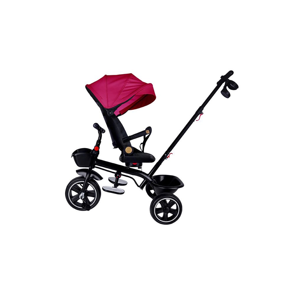 Passeggino Triciclo con Sedile Girevole 65x47x110 cm con Cappotta e Cestini Fucsia
