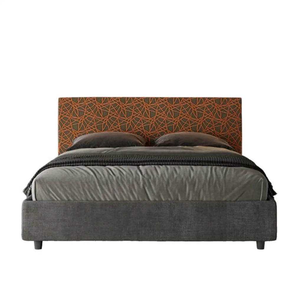 Letto matrimoniale contenitore imbottito 160x200 tessuto Era 4 arancio Arla