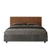 Letto matrimoniale contenitore imbottito 160x200 tessuto Era 4 arancio Arla