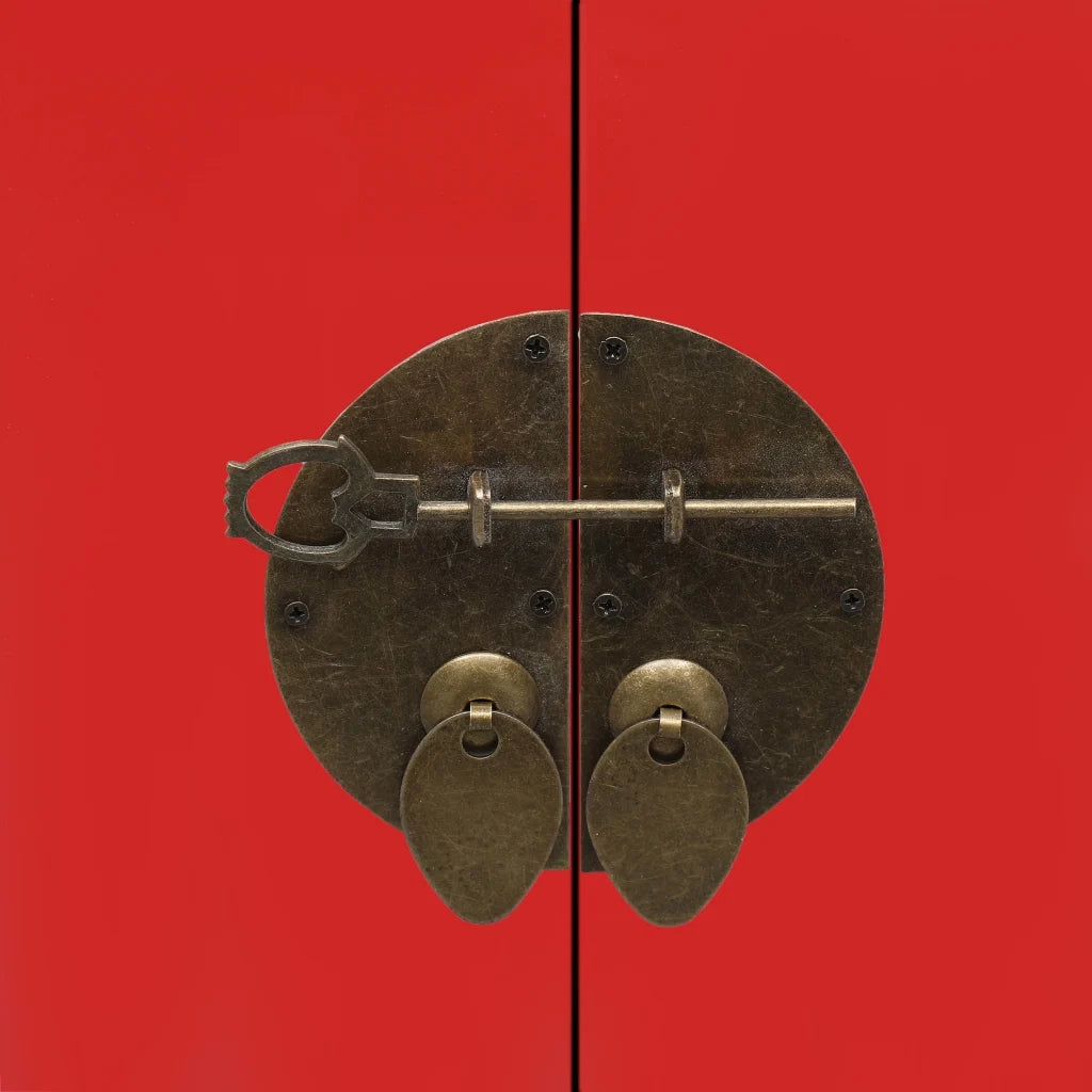 Comodino-Tavolino da notte Rosso 38x28x52 cm in Legno di Paulownia