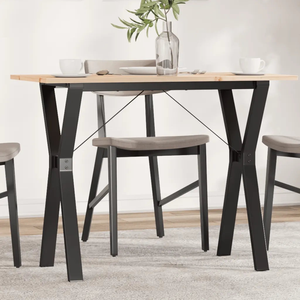 Tavolo da Pranzo Telaio a Y 100x50x75 cm Legno Pino e Acciaio