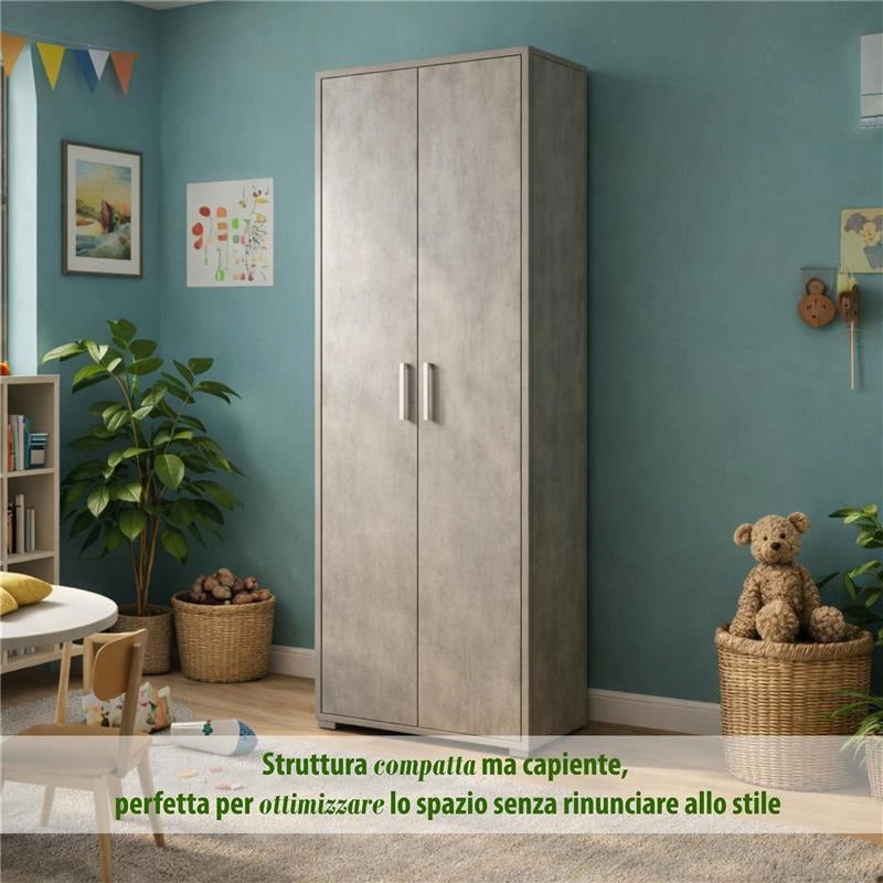 ARMADI DA ARREDO CON 2 ANTE DIMENSIONI 199X71X41 CM COLORE CEMENTO