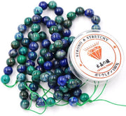 Kralen con corda per l'assemblaggio di accessori 4 mm = 180 pezzi e 1 rotolo di corda Chrysocolla trattato 4 mm