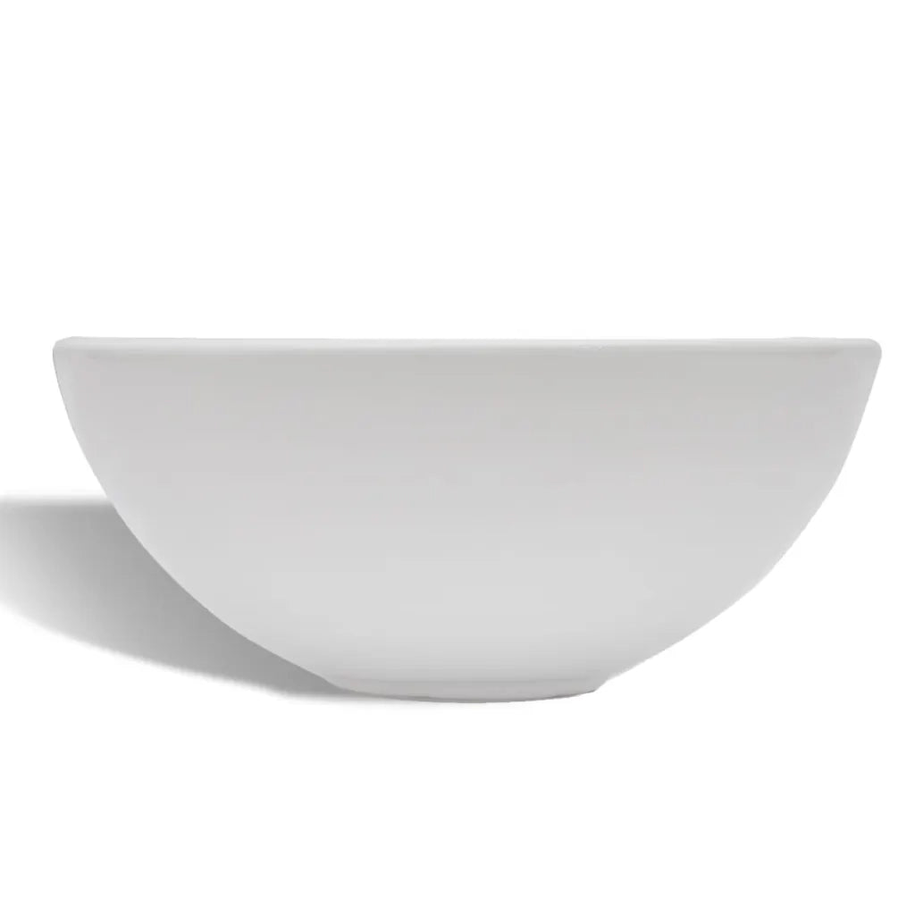 Lavello Bagno con Miscelatore in Ceramica Rotondo Bianco CFW6873772