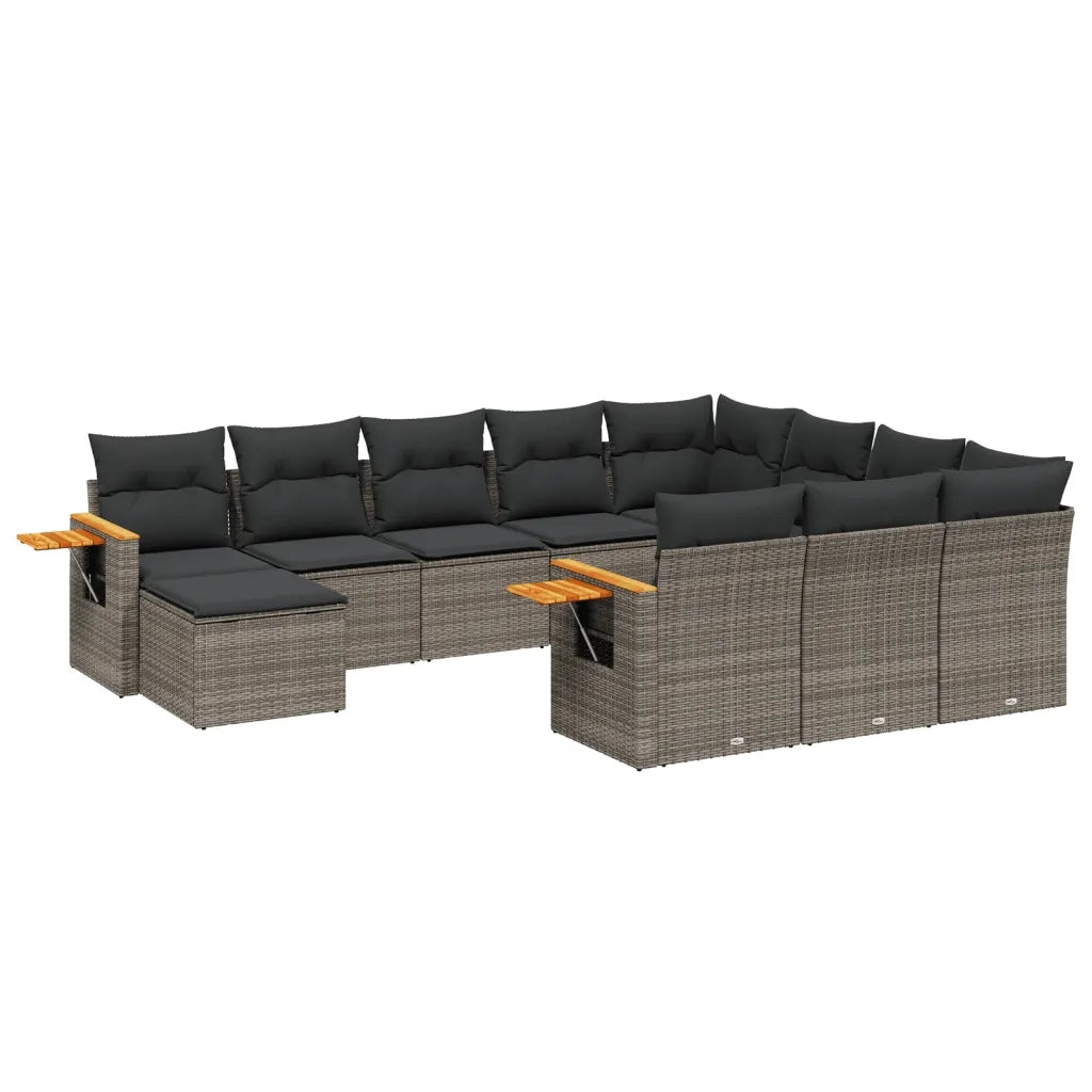 Set Divani da Giardino 11 pz con Cuscini in Polyrattan Grigiocod mxl 114370