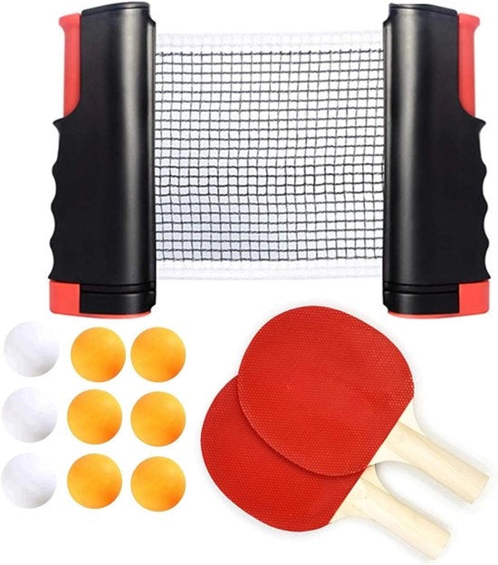 Tavolo da ping pong con rete, 2 pedali e 9 palle - Inclusa borsa di trasporto - Adatto per esterno e interno - Ideale per ufficio e allenamento - Ottimo regalo