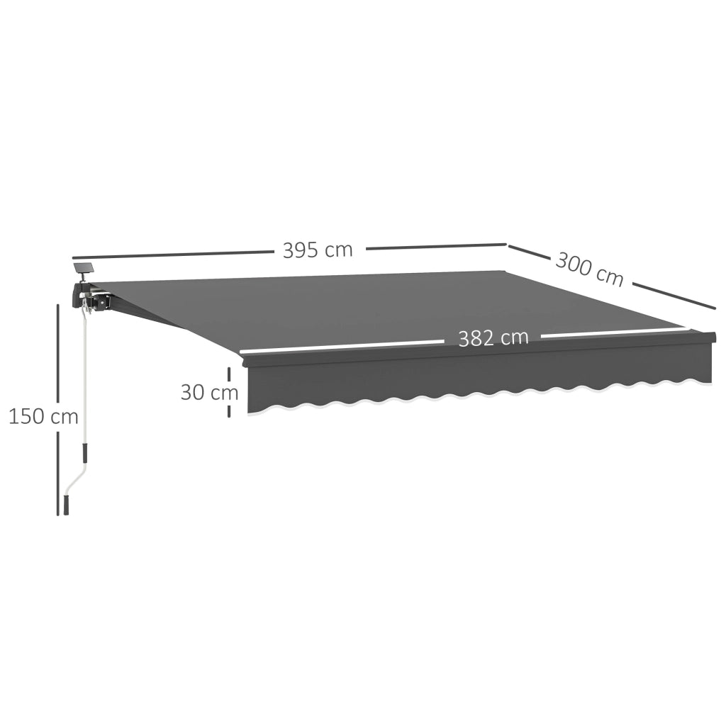 Tenda da sole a braccio articolato con manovella ¨C zephmum ¨C Grigio 400 cm