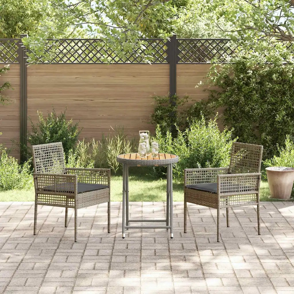 Set Bistro da Giardino 3 pz | Set Salotto da Giardino Grigio polyrattan