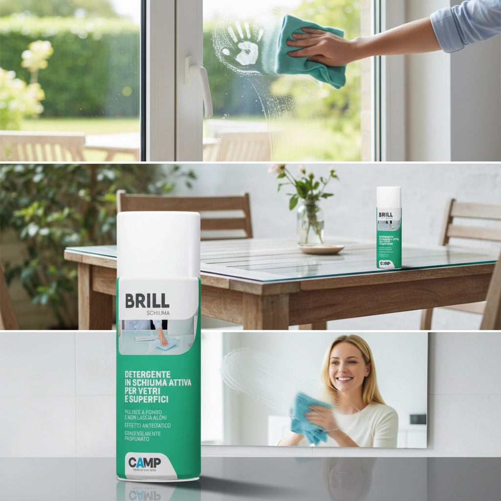 Brill schiuma 400 ml detergente brillantante in schiuma per vetri e superfici